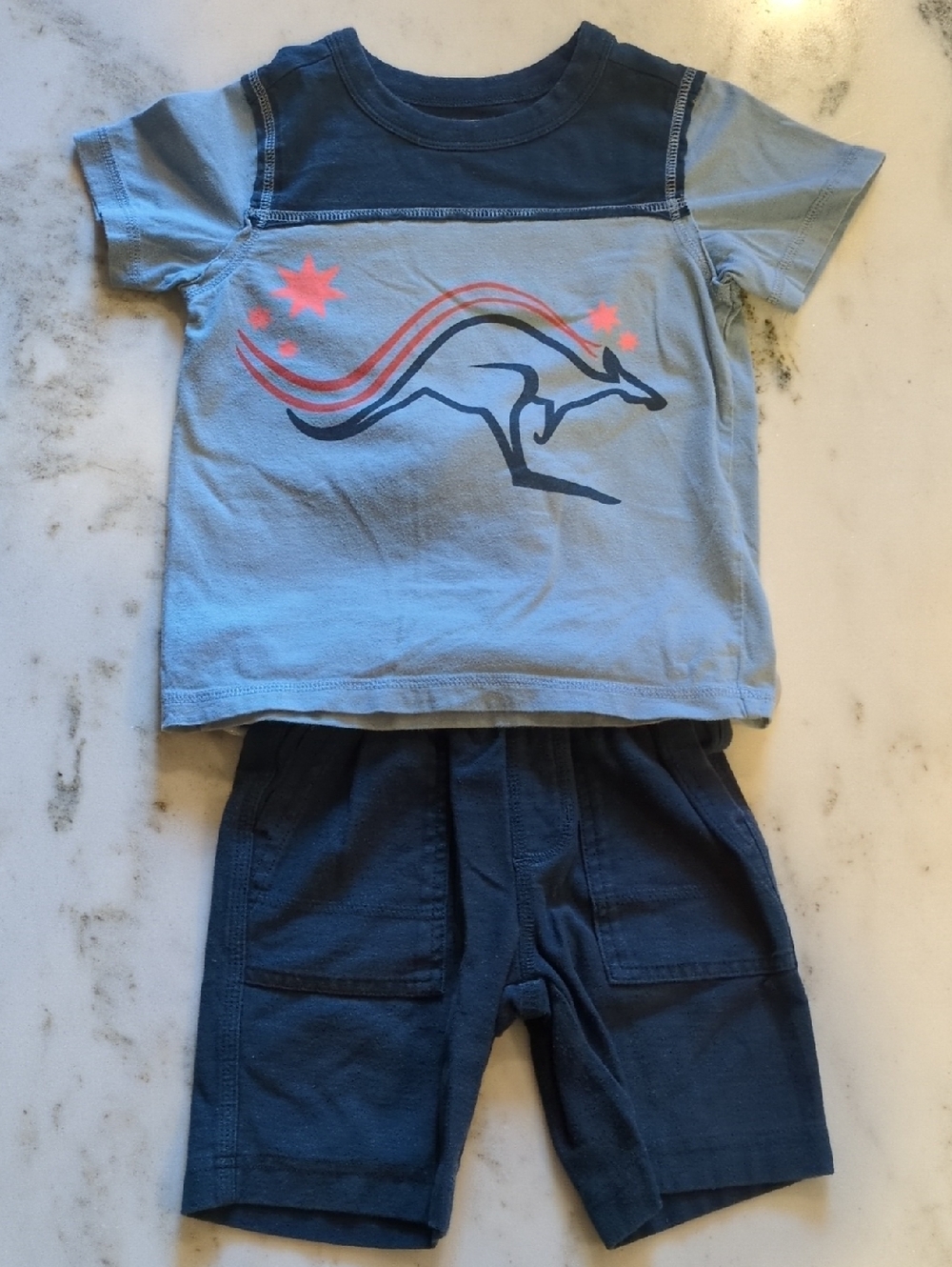 Tea Collection Boys Outfit Set Sz 4 Tee Sz 3 Shorts Kangaroo Graphic